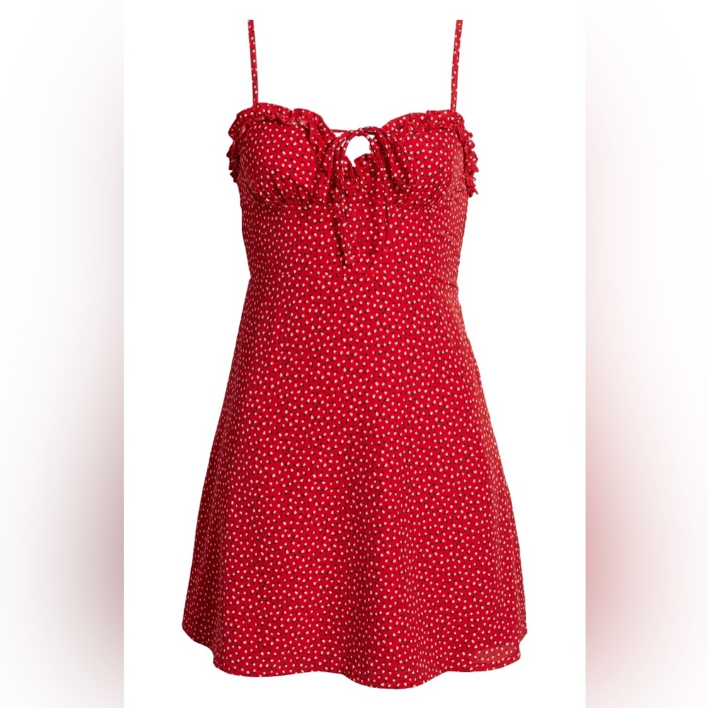 Princess Polly Love Birds Print Sleeveless Red and White Mini Dress Size 10